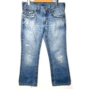 True Religion Distressed Jeans Mens Size 32X29 Blue Denim Cotton Straight Leg